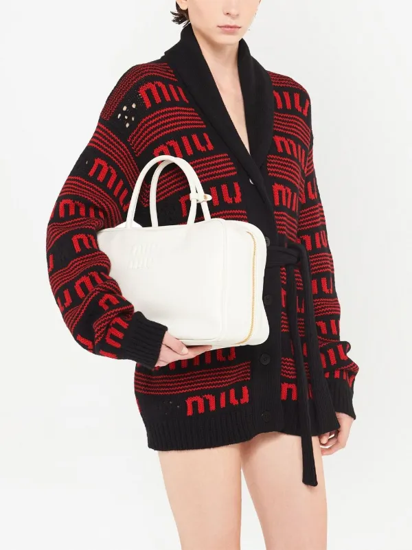 Miu Miu embossed-logo Leather Tote Bag - Farfetch 