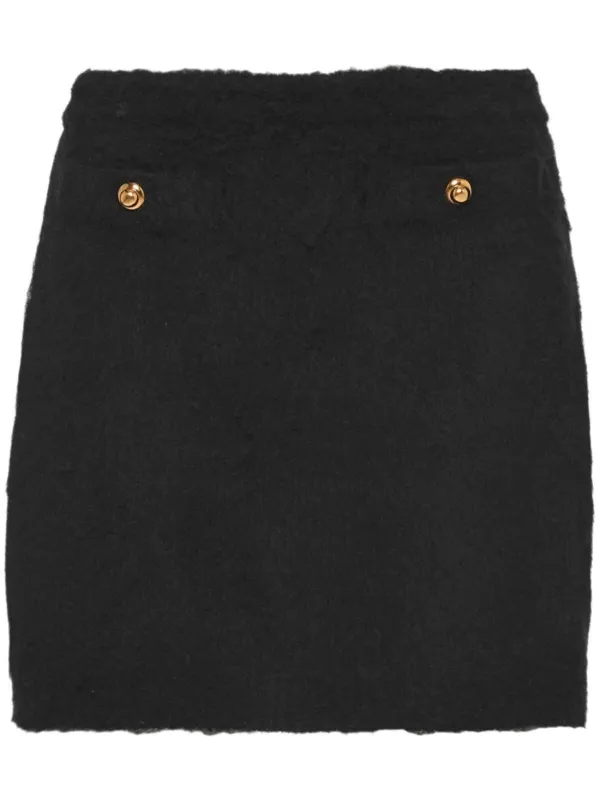 Miu Miu High-waisted Bouclé Miniskirt in Black