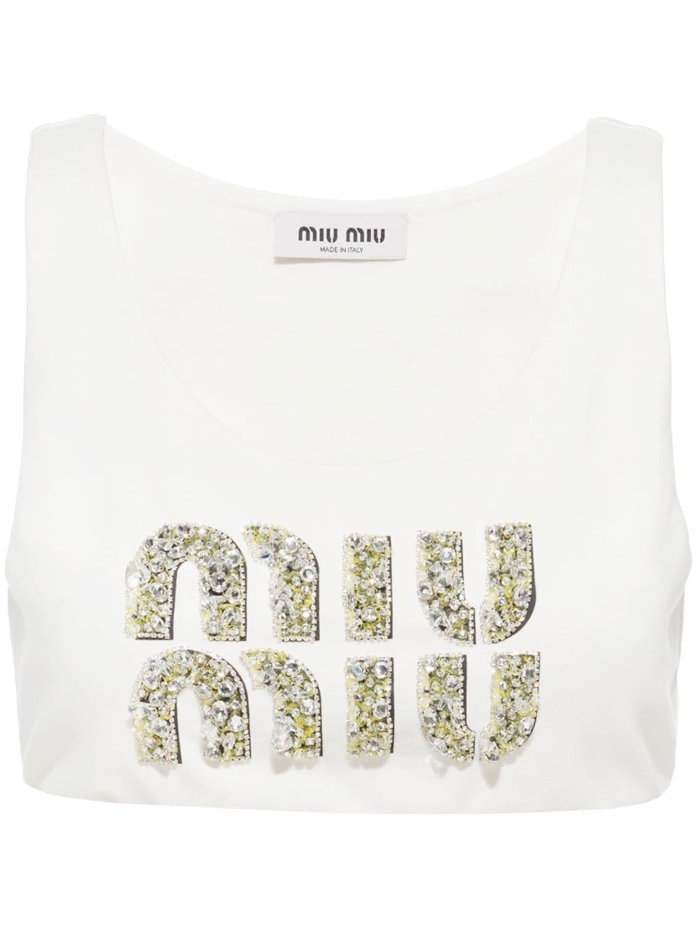 Miu Miu Cropped-top Mit Logo In White | ModeSens