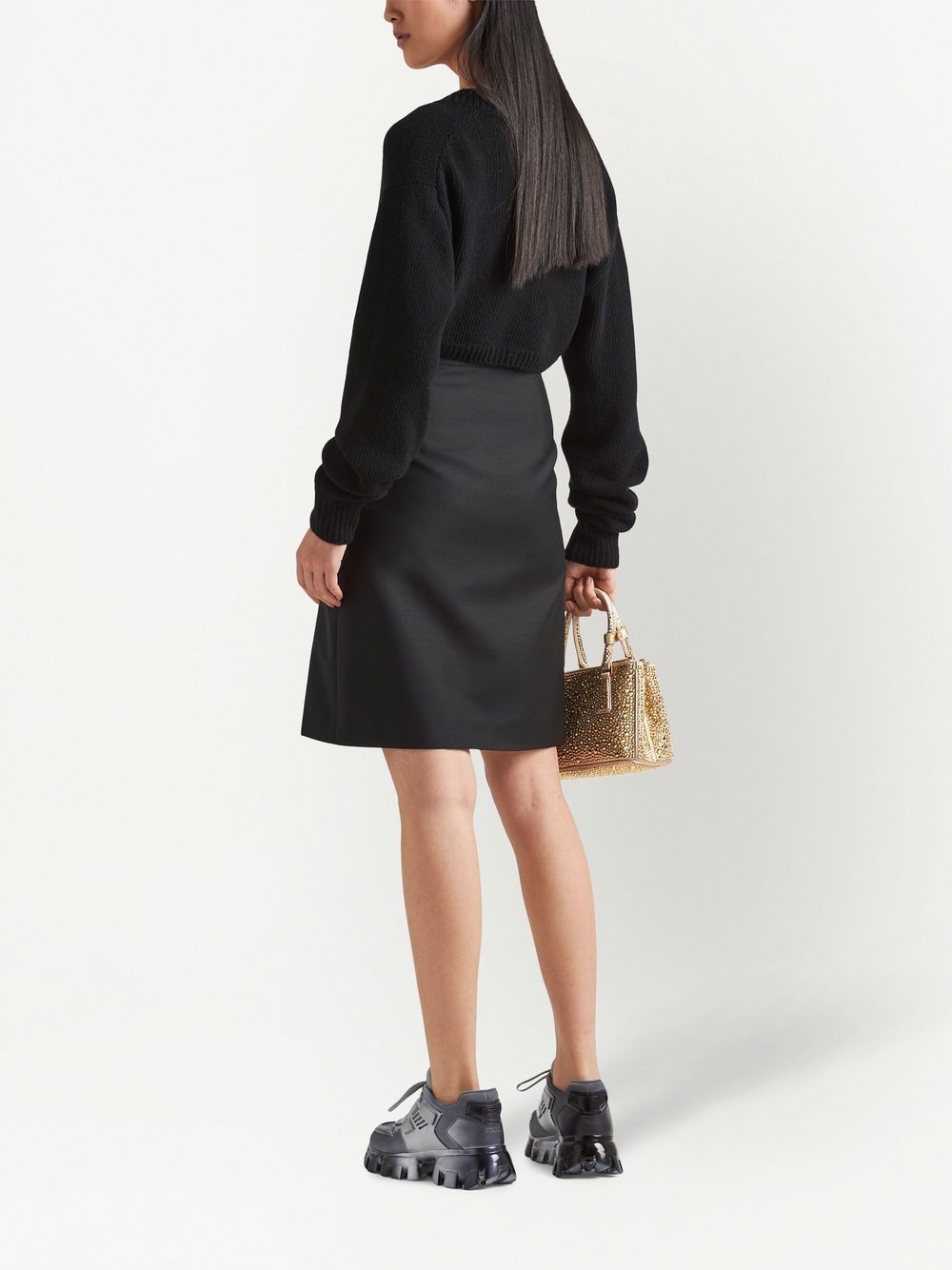 Shop Prada Kid-mohair Midi Skirt In Black