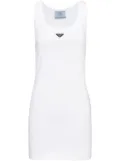 Prada logo-plaque ribbed-knit minidress - White