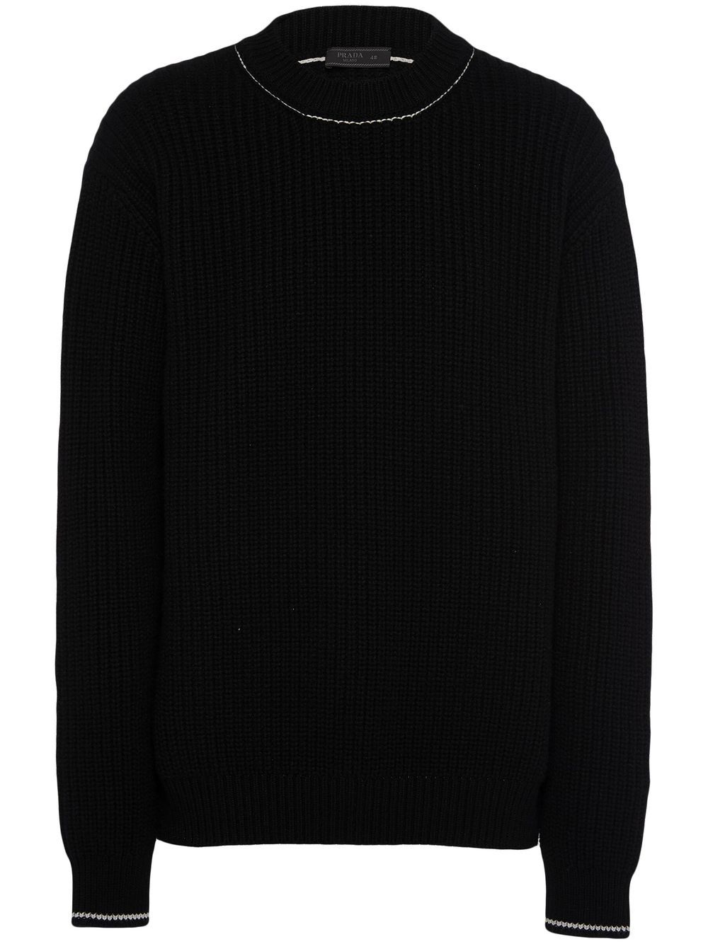 Prada Contrast-stitch Cashmere Jumper In Black