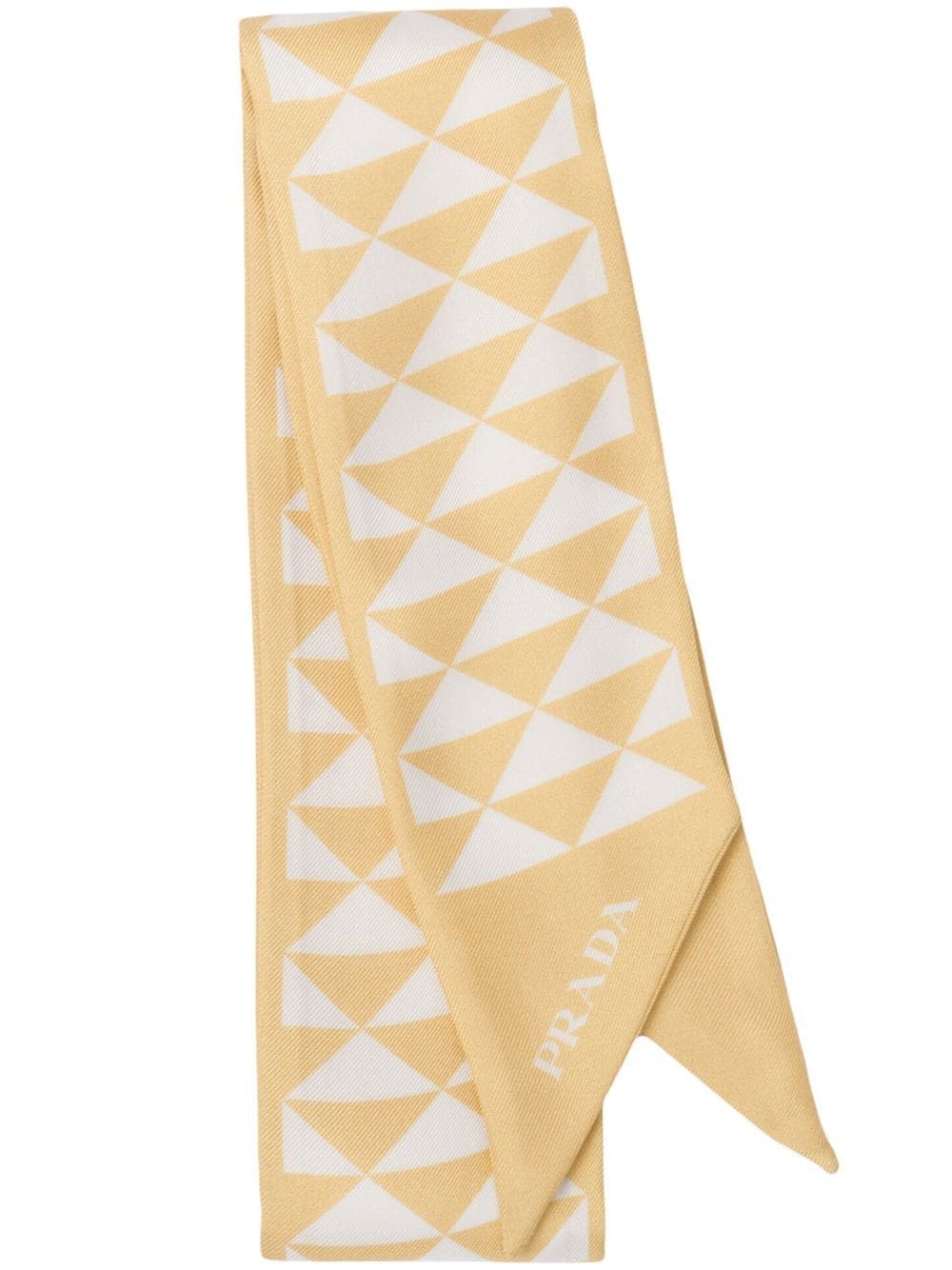 Prada Patterned Twill Scarf In White Yellow