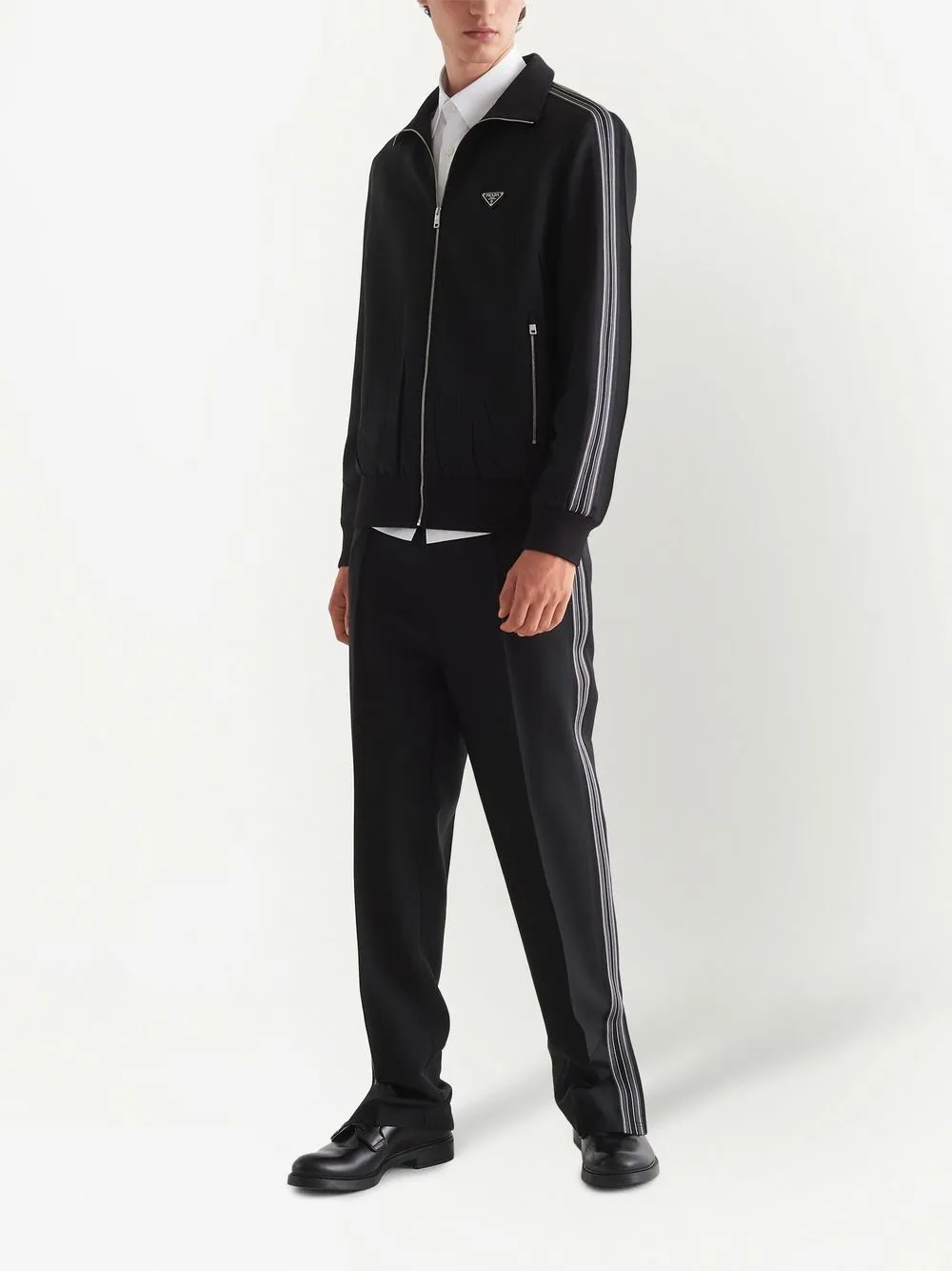 Shop Prada Triangle-logo Wool Cardigan In Black