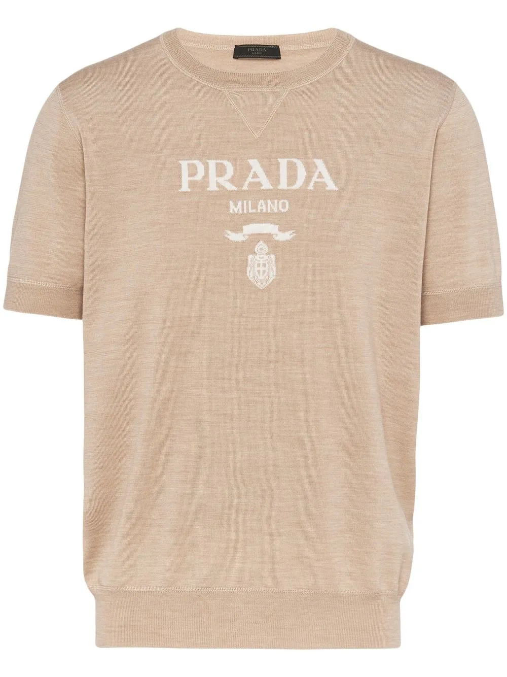 Prada logo-intarsia knitted jumper - Neutrals