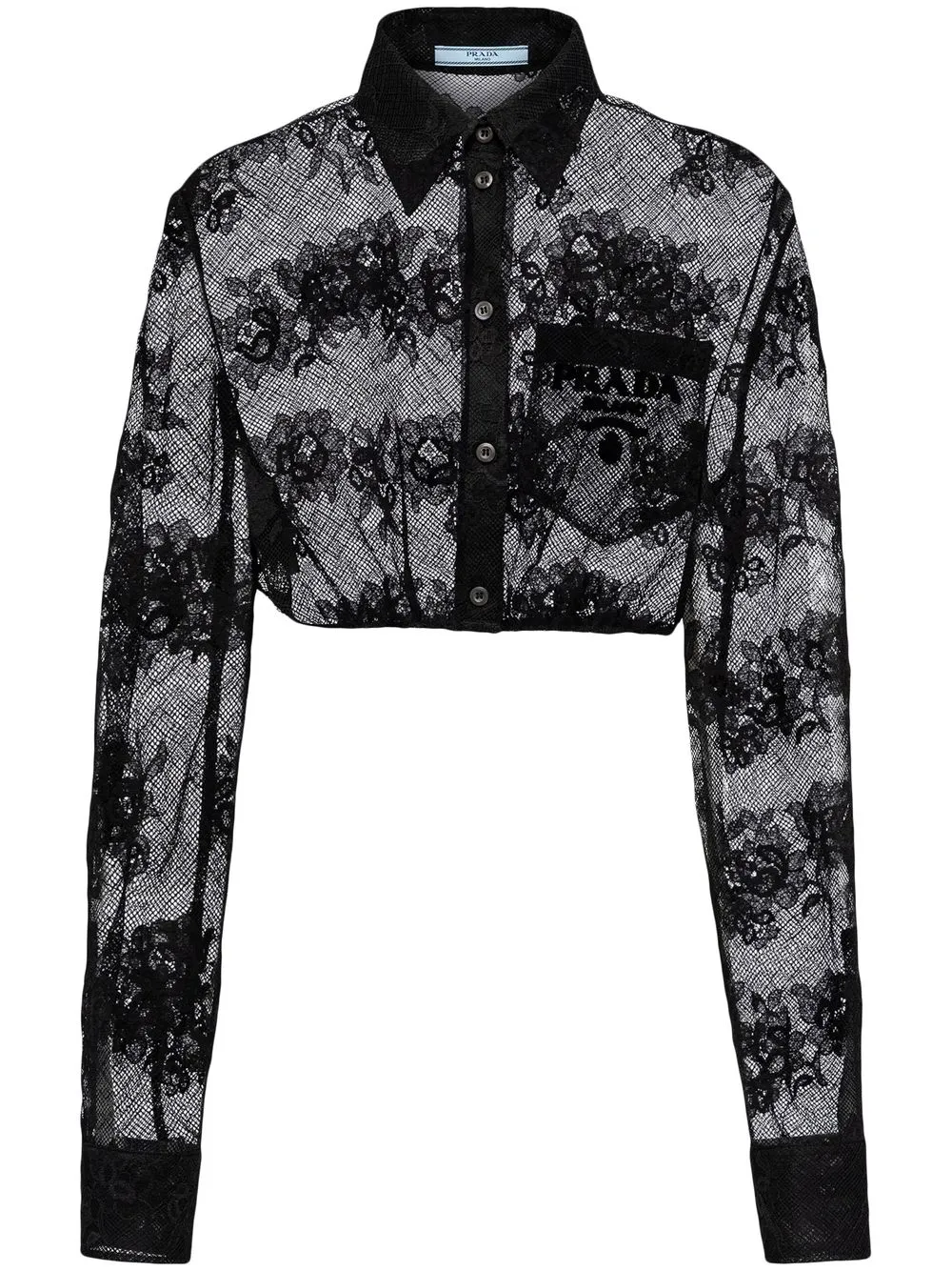 

Prada embroidered-logo Chantilly lace shirt - Black