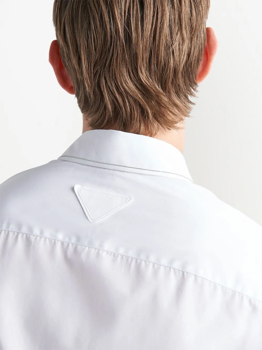 Prada Triangle-logo Cotton Shirt In White