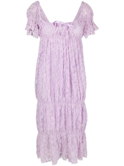 yuhan wang floral flocked tiered dress