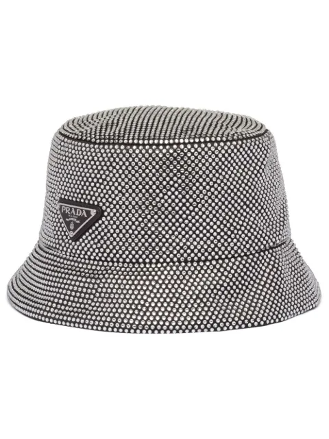 Prada crystal-embellished satin bucket hat
