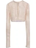 Prada pearl-embellished mesh top - Neutrals