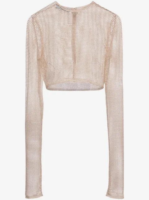 Prada pearl-embellished mesh top