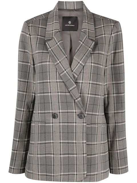 ANINE BING plaid double-breasted blazer