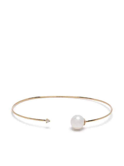Mizuki 14kt yellow gold Sea of Beauty pearl and diamond cuff bracelet