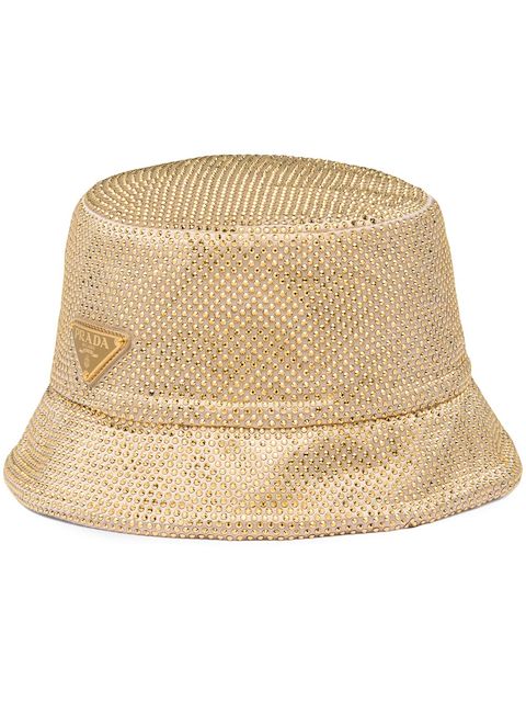 Prada crystal-embellished satin bucket hat