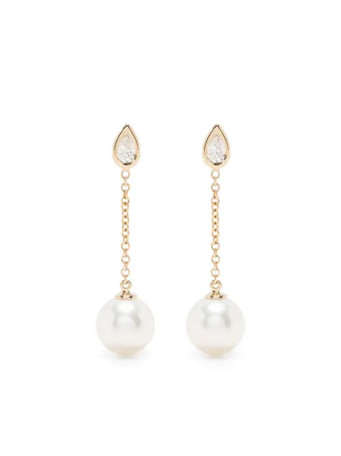 Mizuki 14kt yellow gold diamond and pearl drop earrings