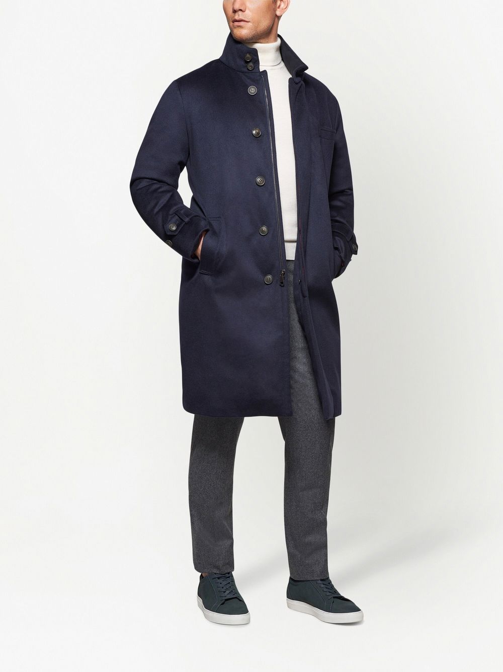 Shop Norwegian Wool Single-breasted Cashmere Coat In Blue