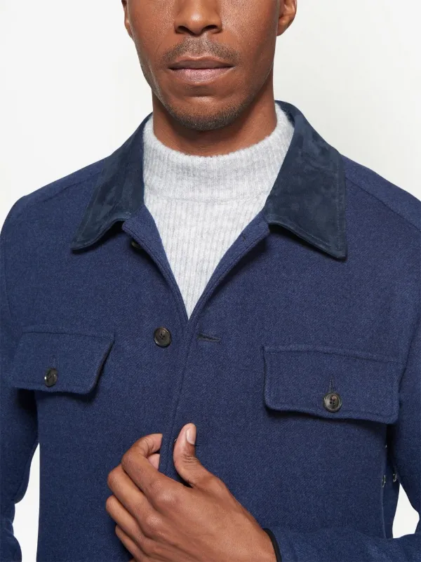 Mens shirt jacket wool discount