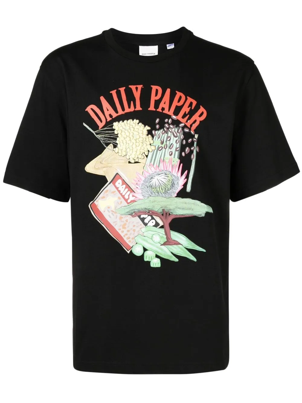 

Daily Paper logo-print detail T-shirt - Black