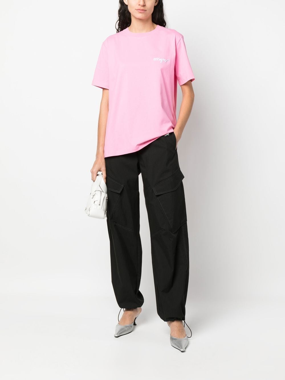 MSGM T-shirt met logopatch - Roze