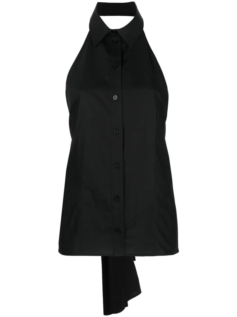 Msgm Open-back Sleeveless Cotton Shirt In Black