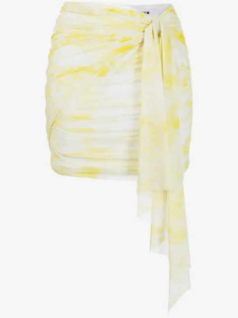 MSGM graphic-print ruched miniskirt
