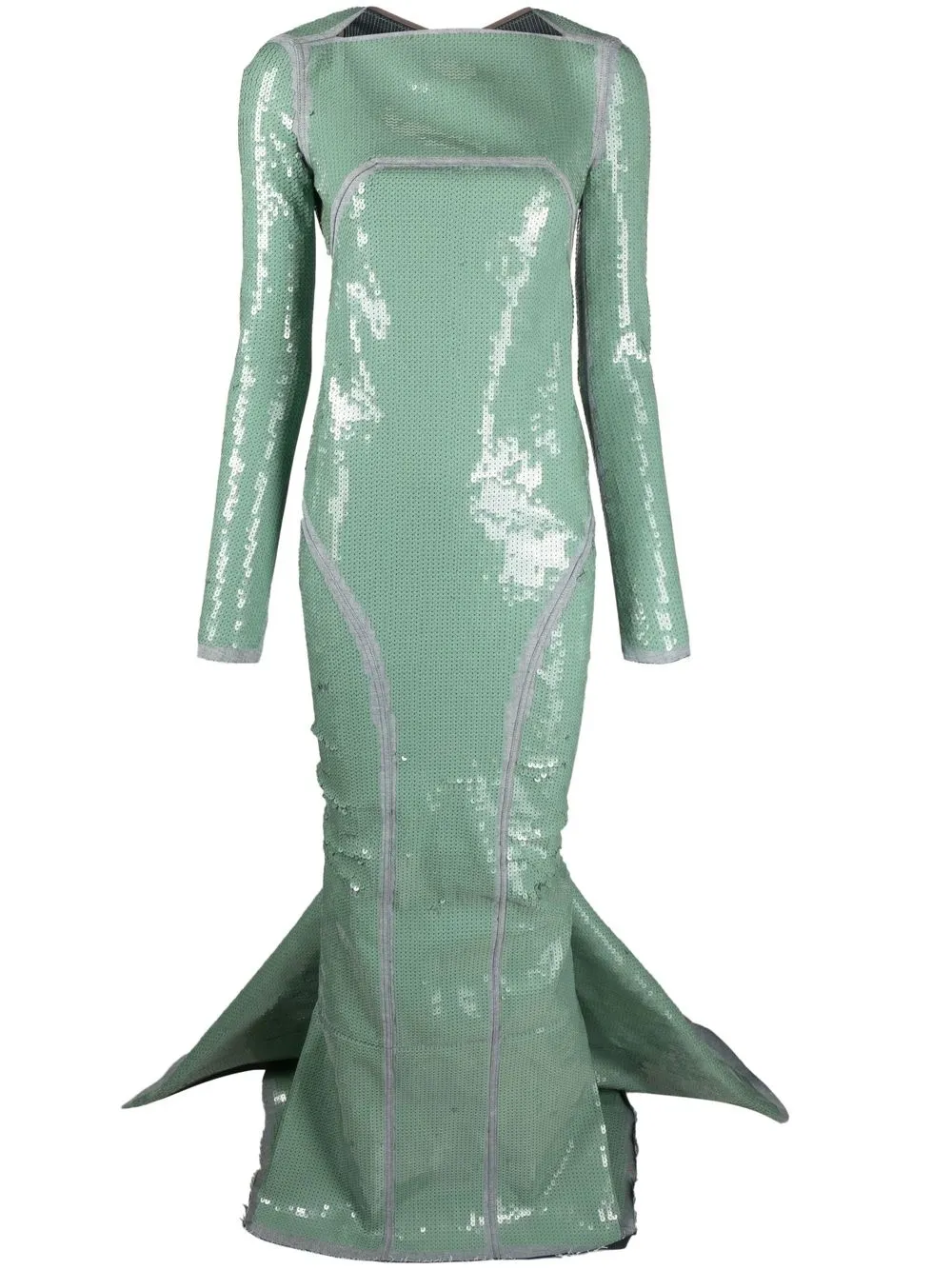 

Rick Owens backless sequined fish-tail gown - Green