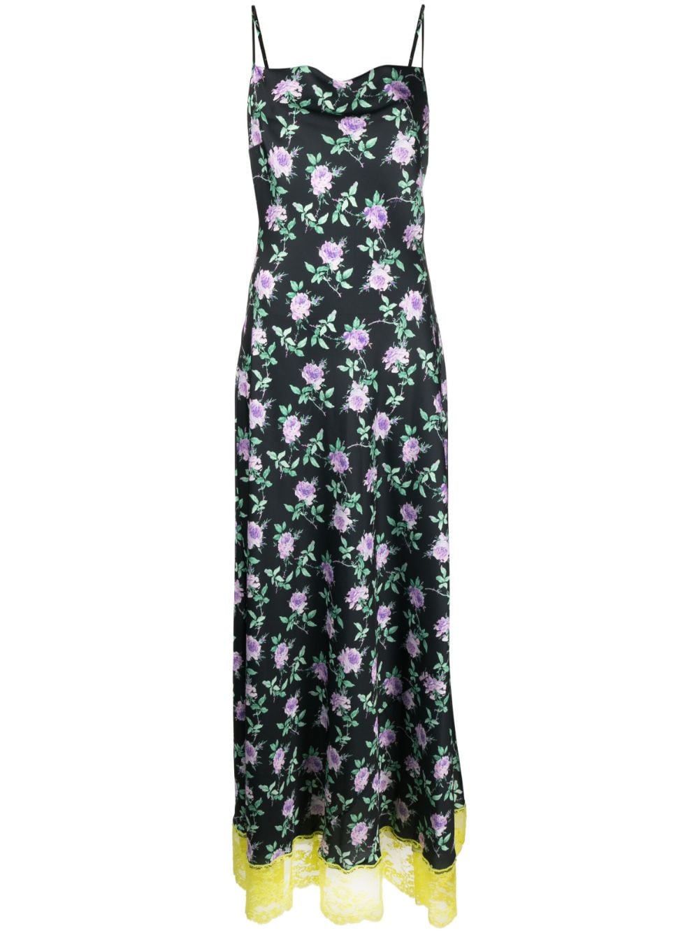 Shop Msgm Floral-print Maxi Dress In Schwarz