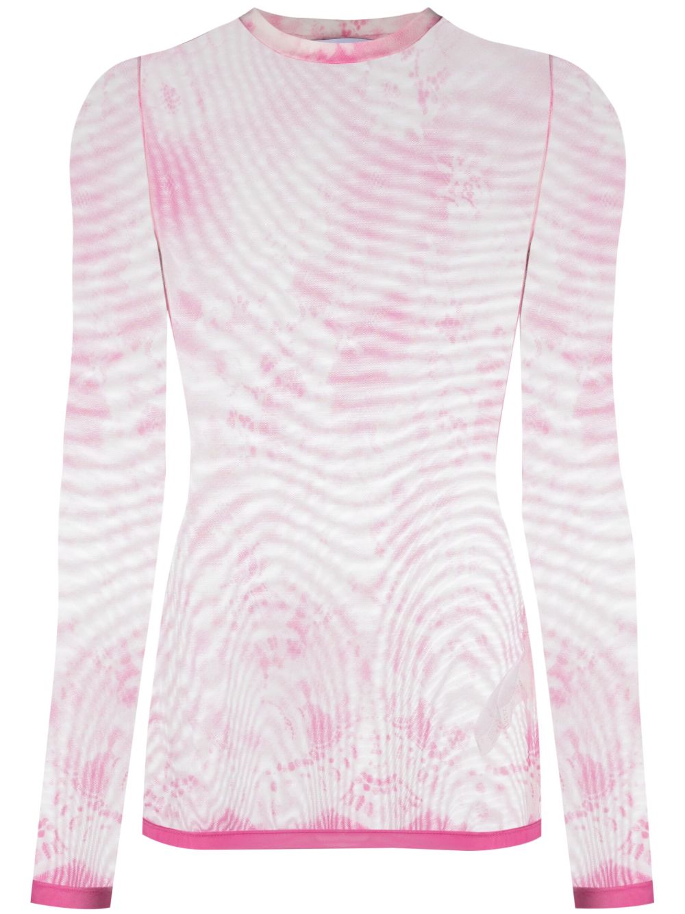 MSGM semi-sheer tie-dye pattern top - Pink