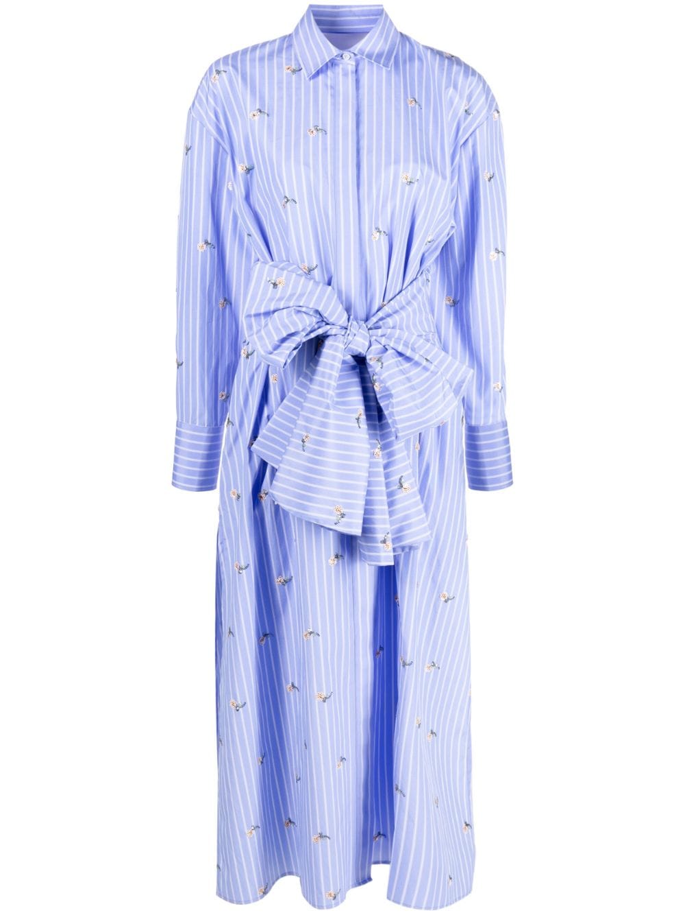 Msgm Striped Bow-detail Backless Shirtdress In Blau