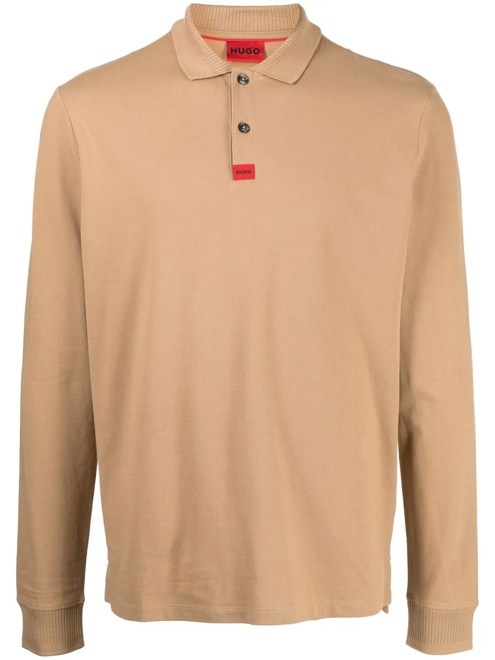 

HUGO logo-patch long-sleeved polo shirt - Brown