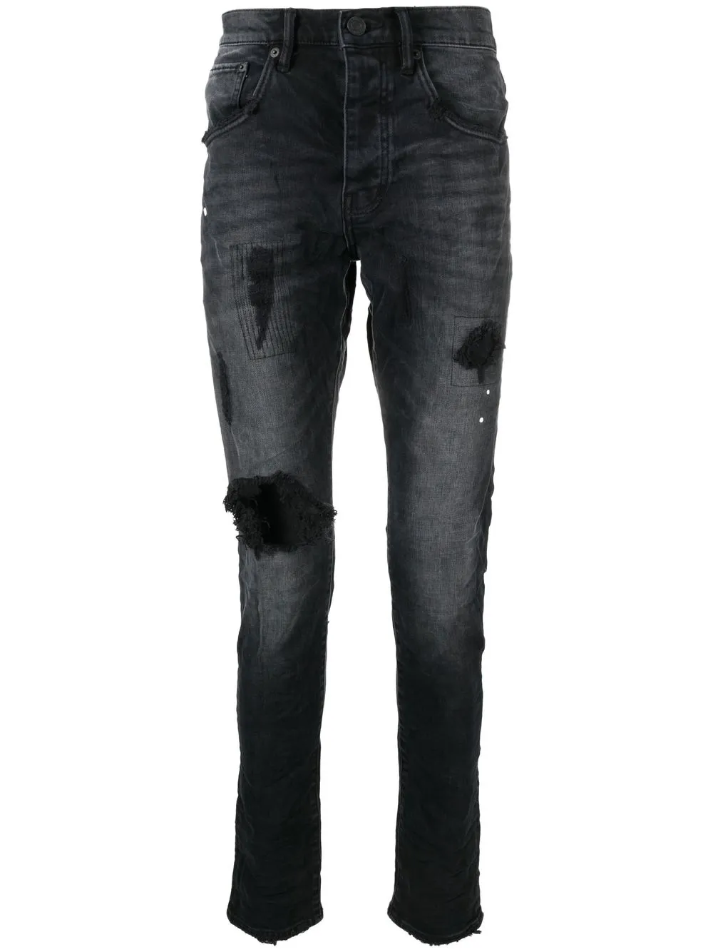 

Purple Brand slim-cut distressed-detail jeans - Black