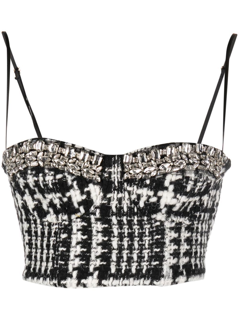 

Amen check-pattern tweed bralette - Black