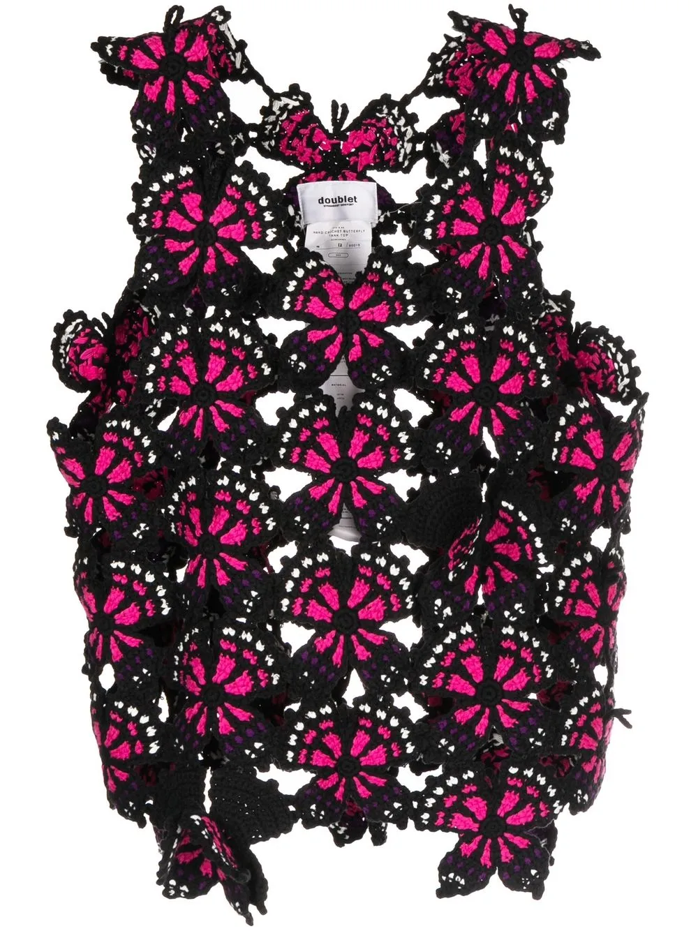 

Doublet crochet floral-panel tank top - Black