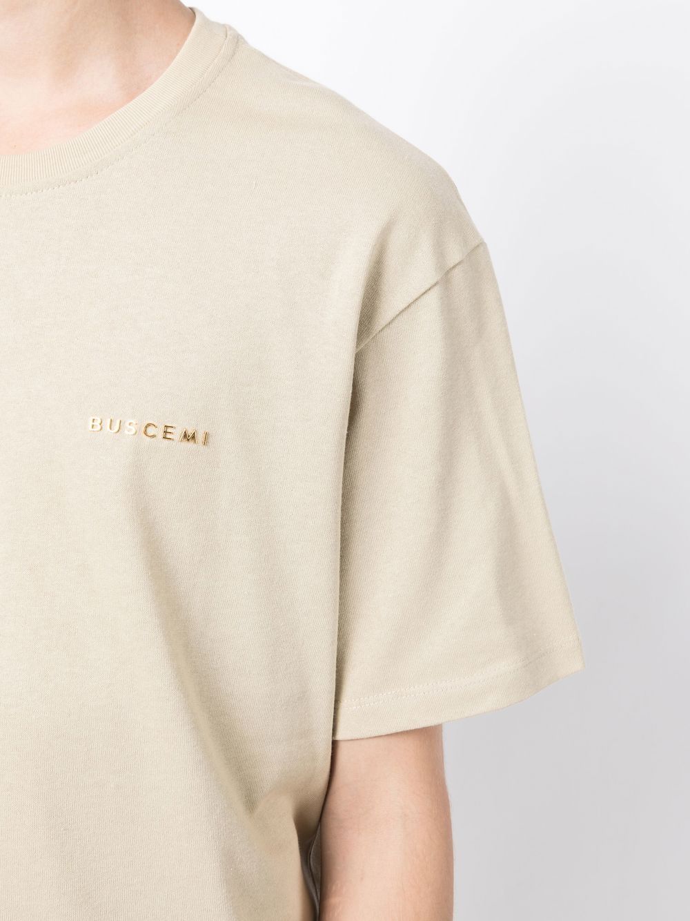 Shop Buscemi Metal-logo Cotton T-shirt In Brown