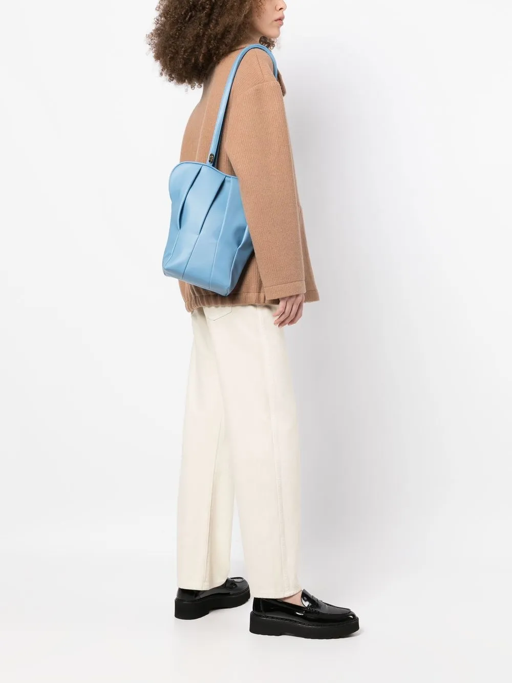0711 Leren shopper - Blauw