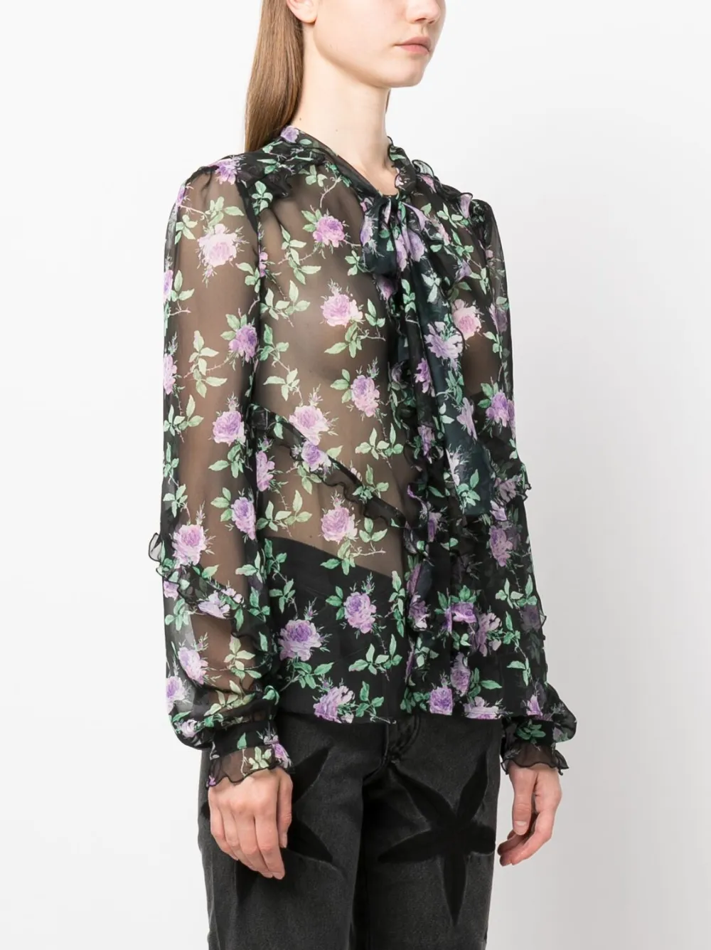 MSGM semisheer floralprint Blouse Farfetch