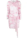 MSGM tie-dye ruched short dress - Pink