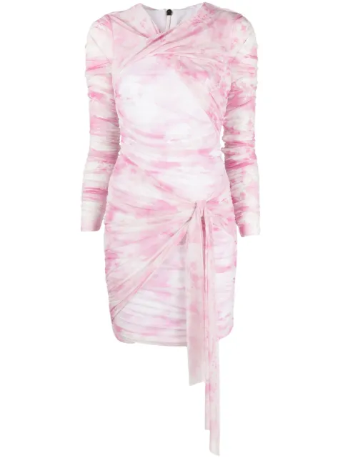 MSGM robe courte froncée à imprimé tie dye