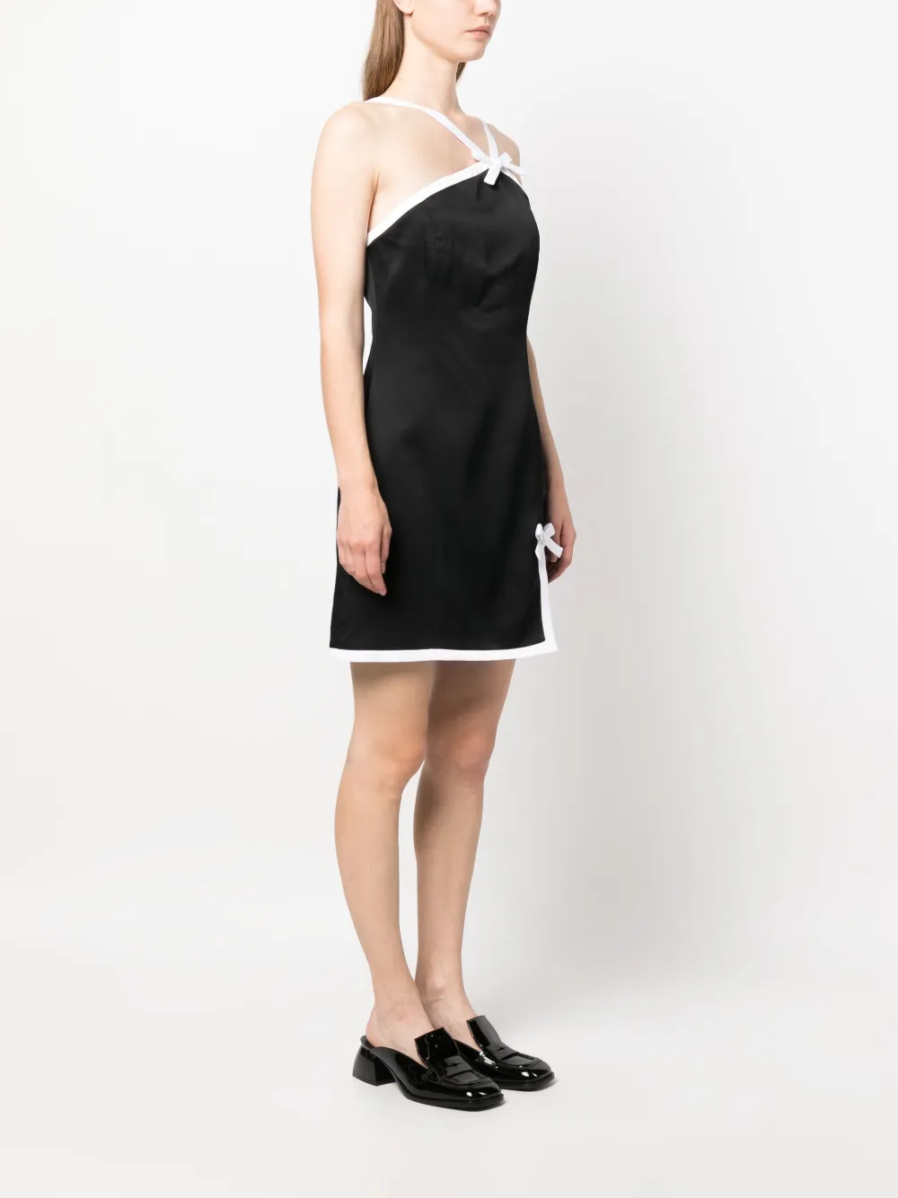 Msgm Contrast-border Mini Dress In Black