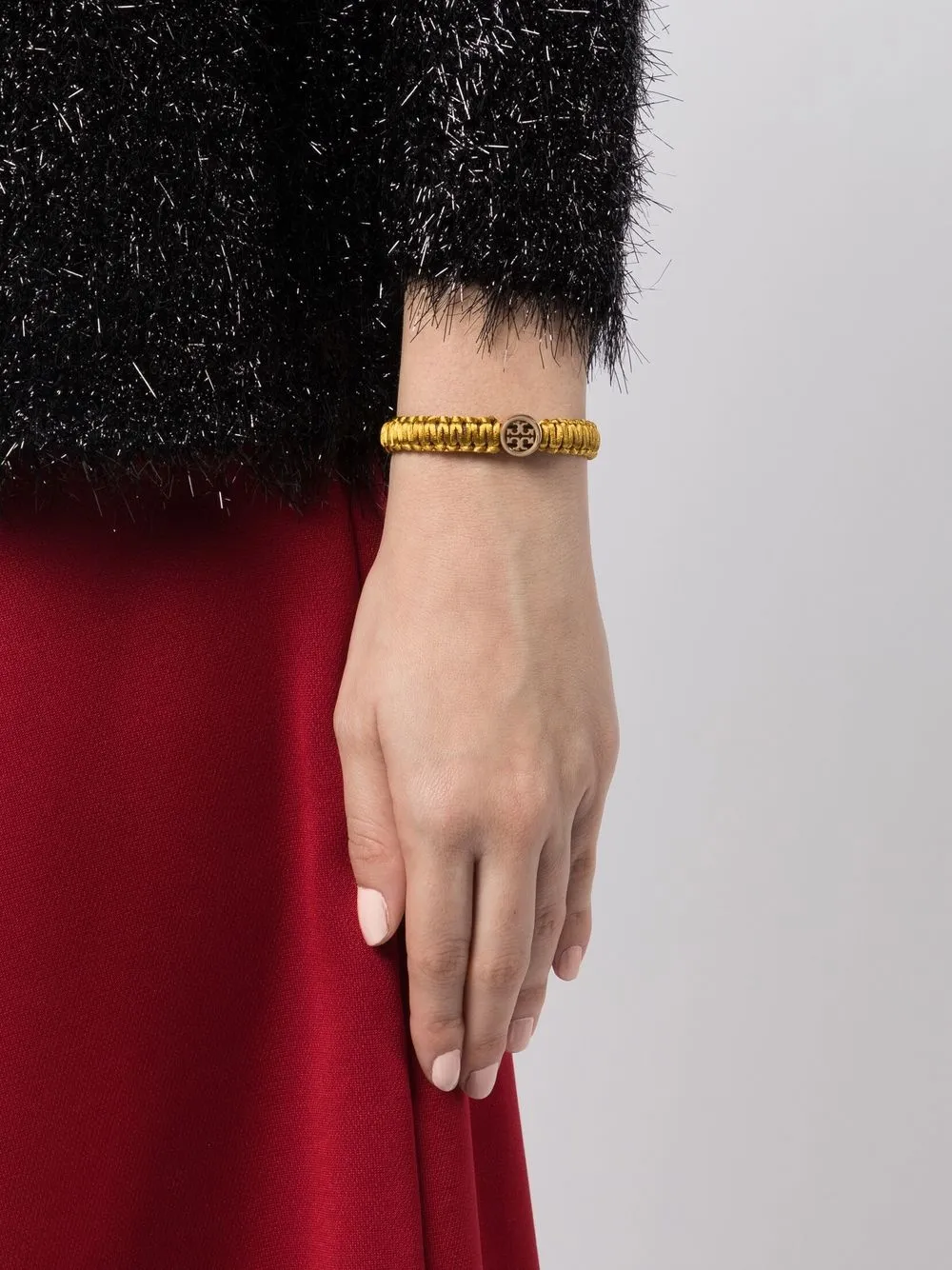 Tory Burch Miller Silk Leather Bracelet In Gold ModeSens