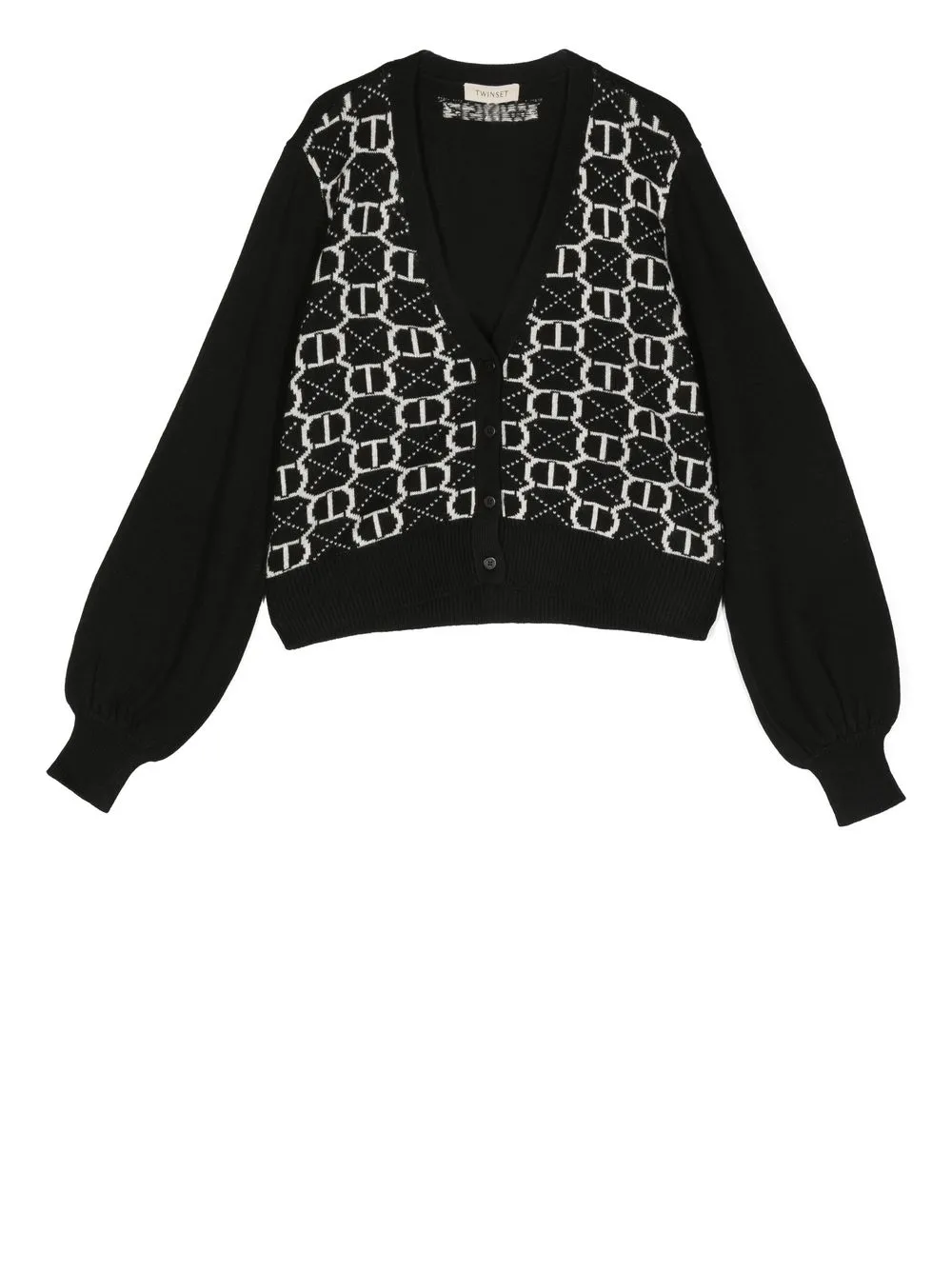 

TWINSET Kids monogram intarsia-knit cardigan - Black