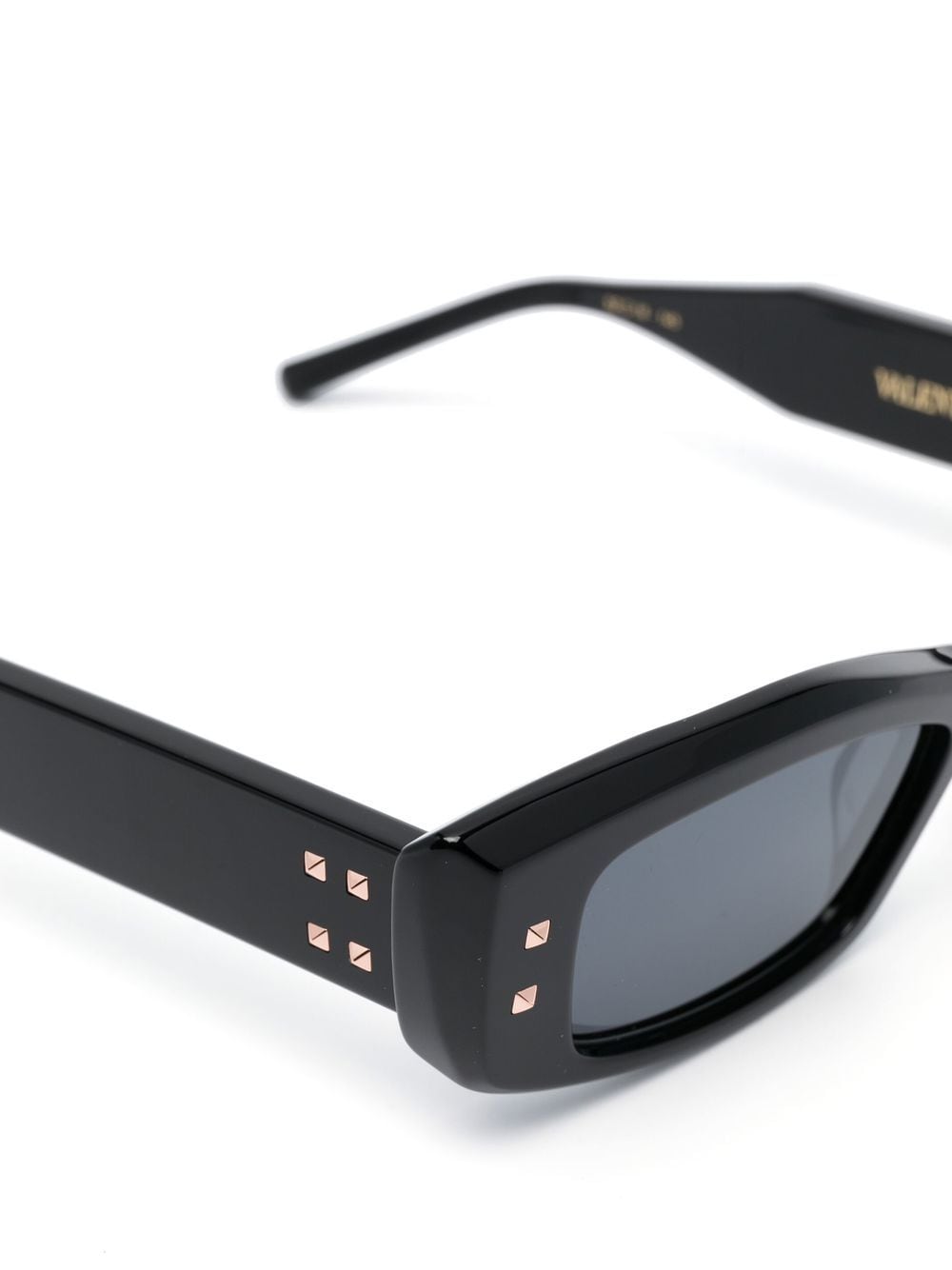 Shop Valentino Rockstud Rectangle-frame Sunglasses In Schwarz