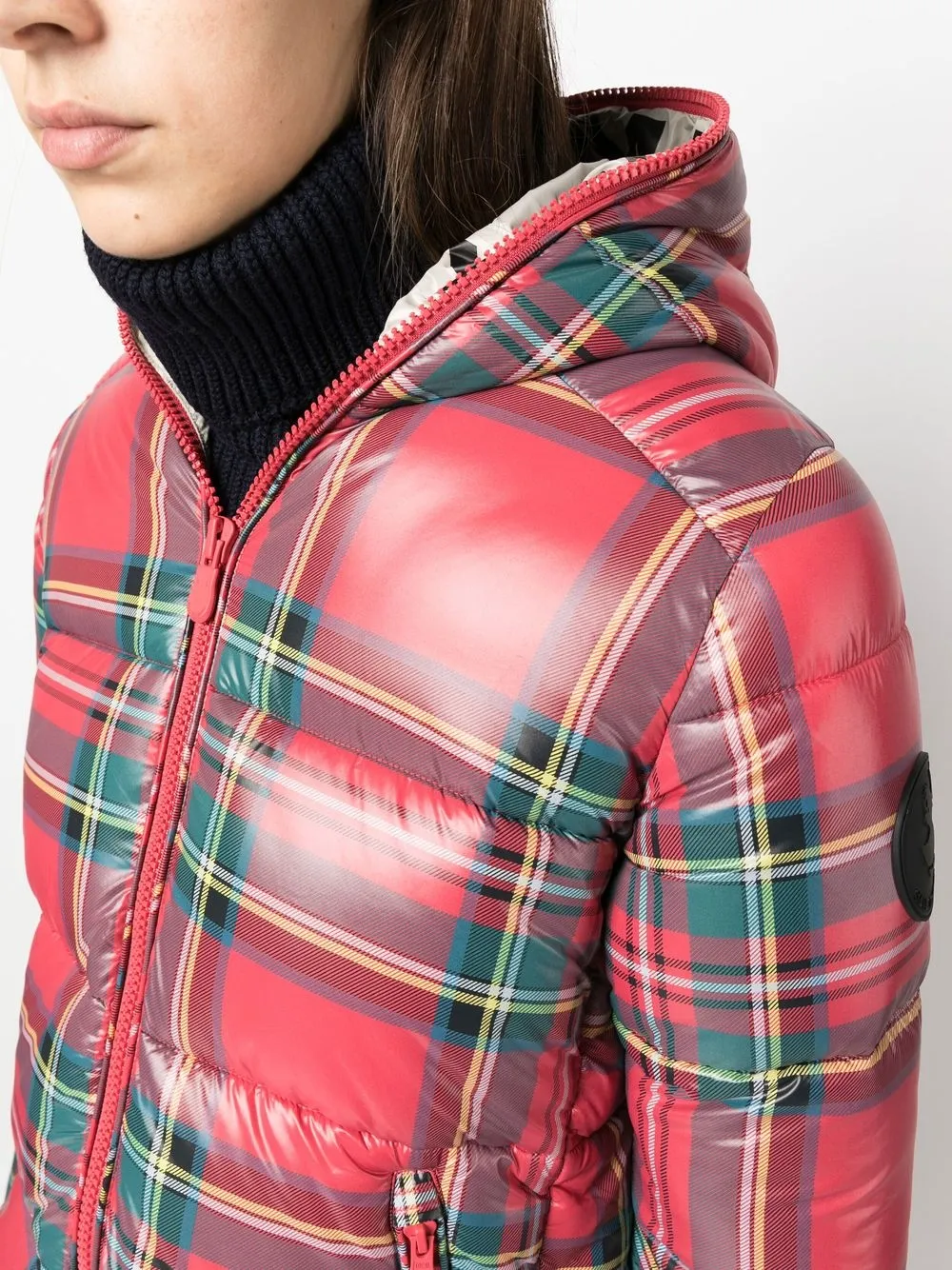 Save The Duck Alma Tartan Puffer jacket In Red ModeSens save-the-duck-alma-tartan-puffer-jacket-in-red-modesens