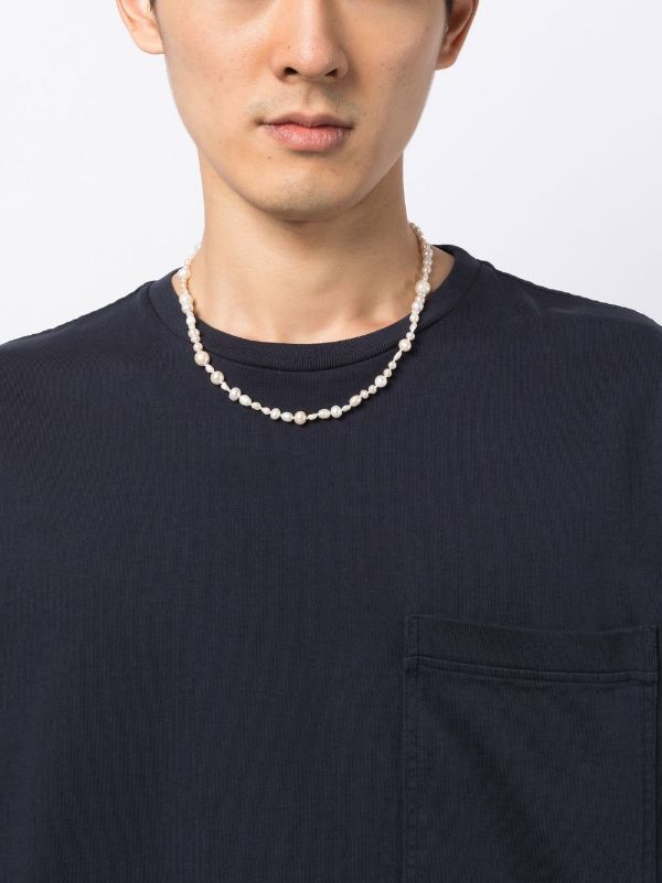 Pearl chain deals necklace mens