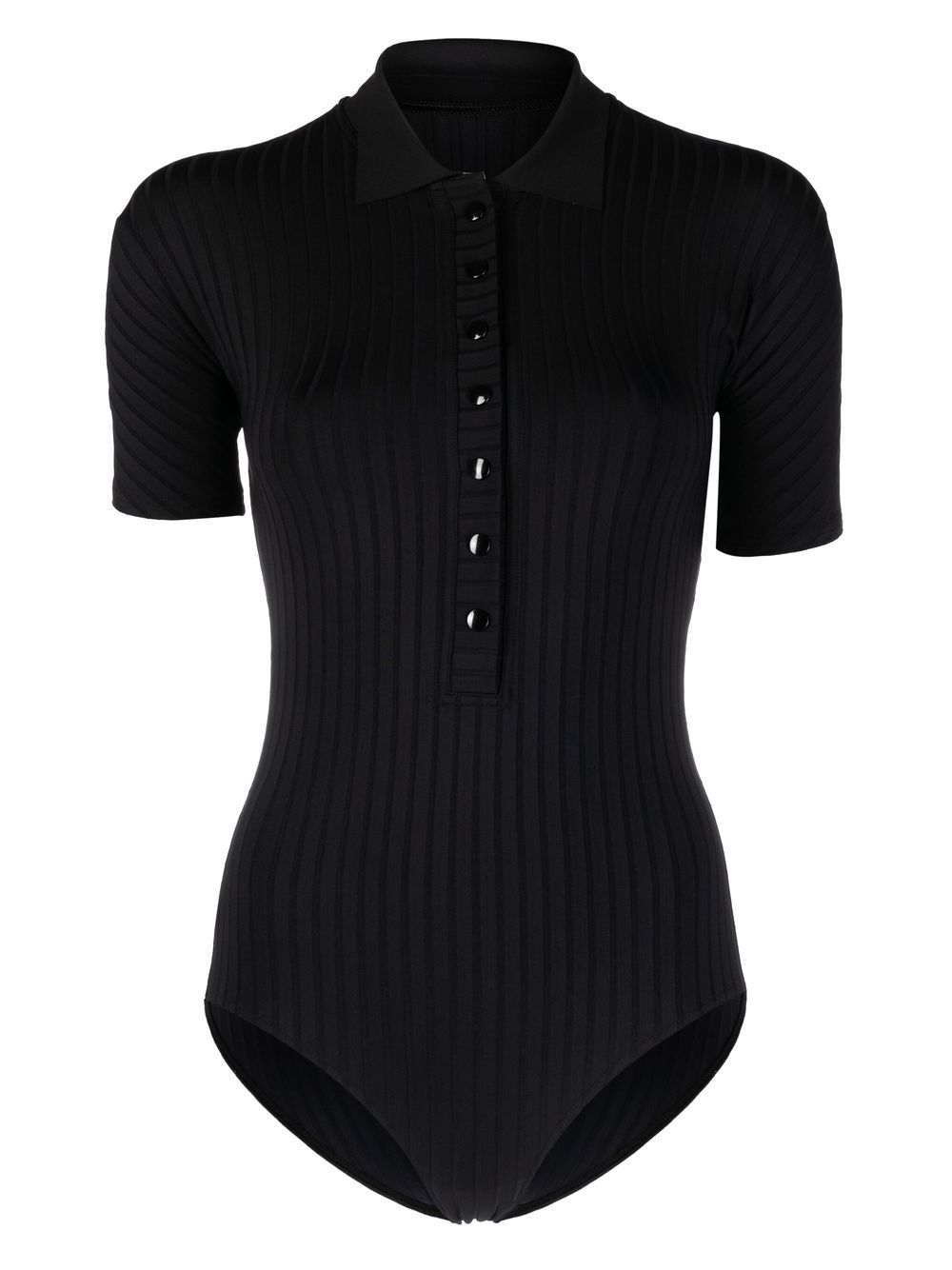 Eres Cachaca Ribbed Short-sleeve Swimsuit In Schwarz