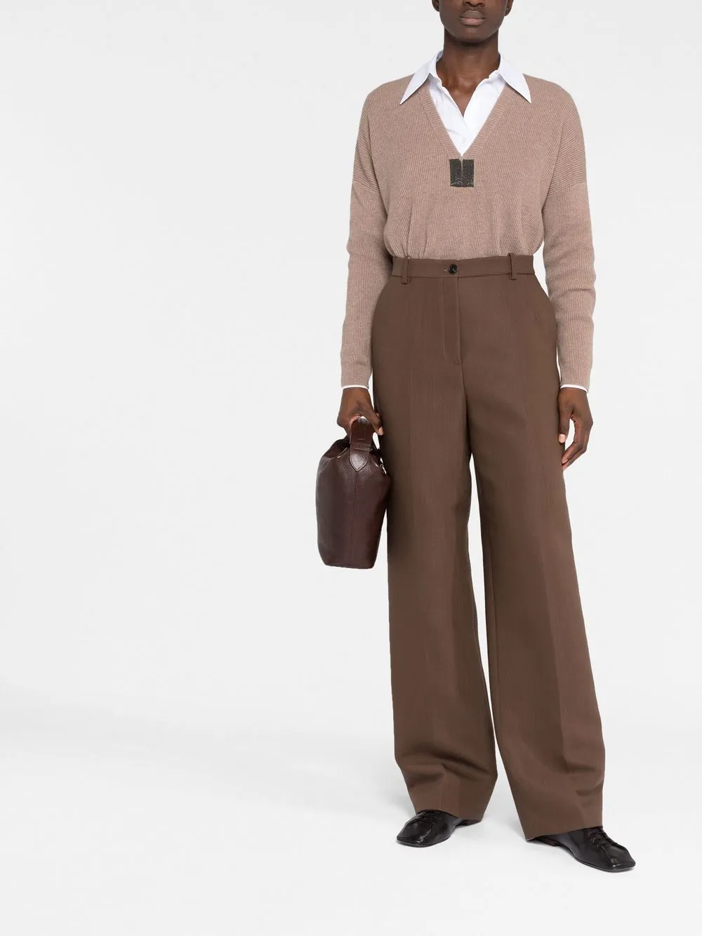 The Row Broek met wijde pijpen - Bruin