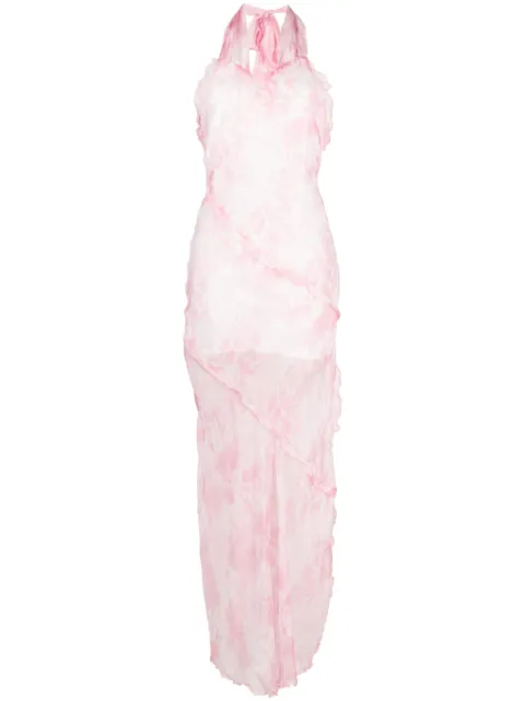 MSGM sheer ruffle-detail maxi dress