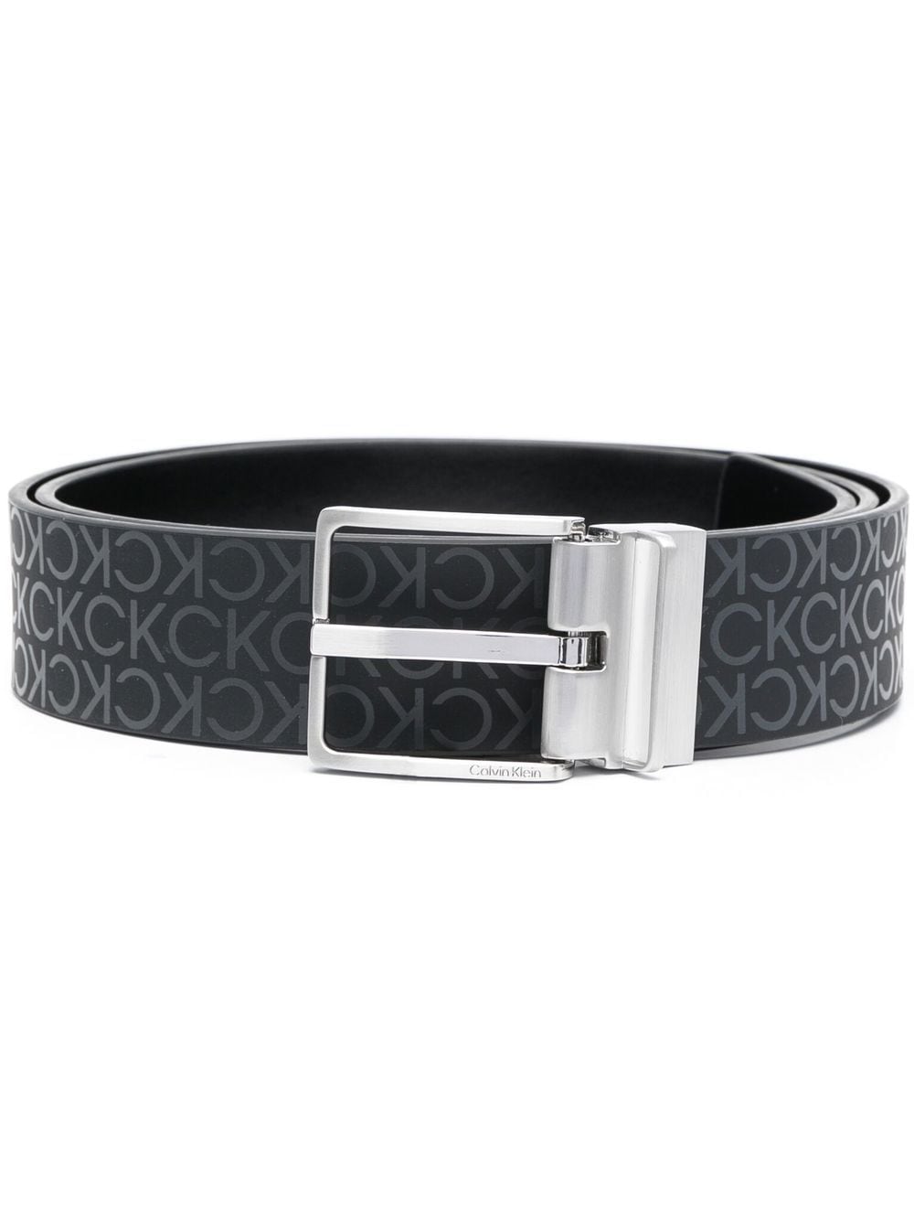 Calvin Klein monogram-logo leather belt - Black