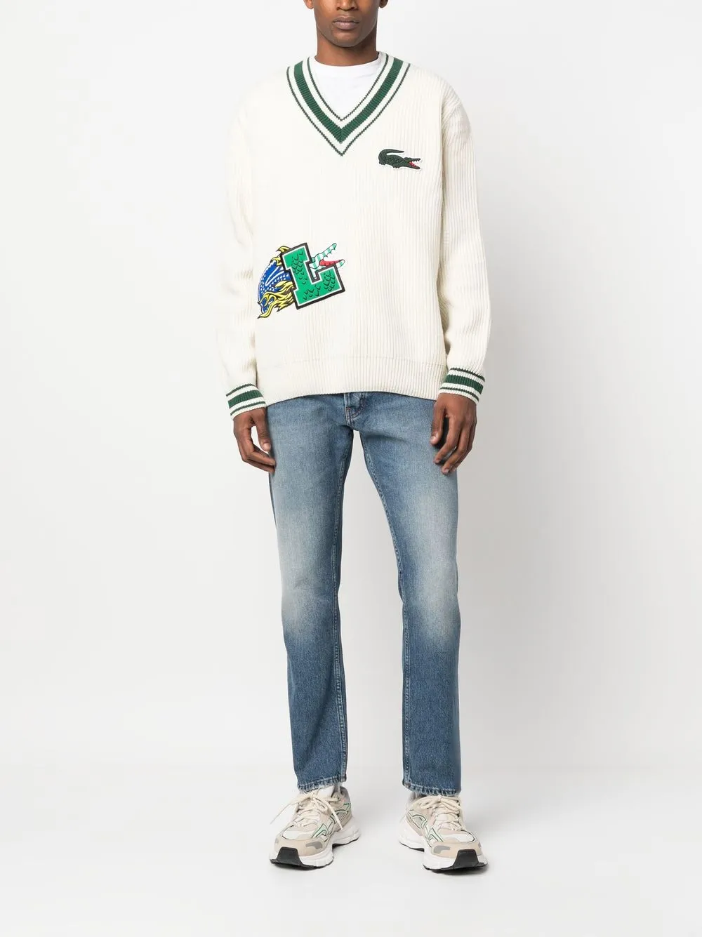 Lacoste Jersey Con Parche Del Logo y Cuello En V Farfetch