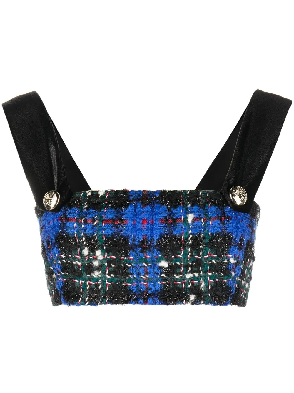 

Amen tweed tartan-check crop-top - Blue